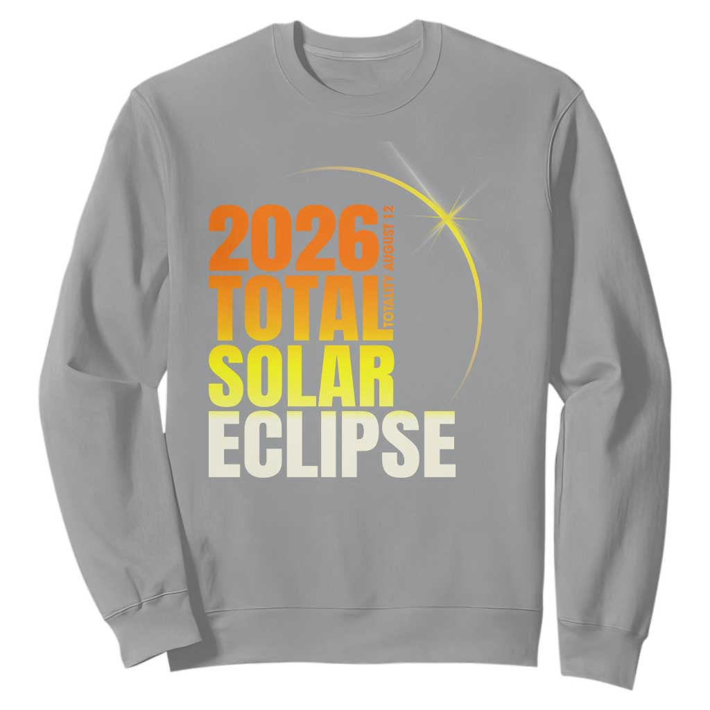 2026 Total Solar Eclipse August 12 Sweatshirt Totality Modern Space Graphic TS02 Sport Gray Print Your Wear