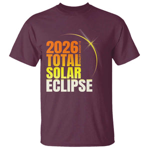 2026 Total Solar Eclipse August 12 T Shirt Totality Modern Space Graphic TS02 Maroon Print Your Wear