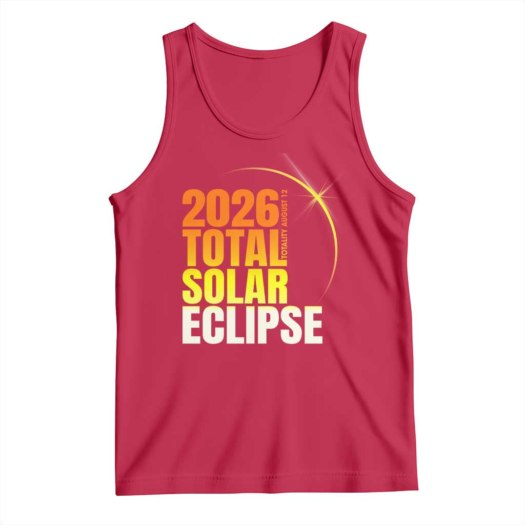 2026 Total Solar Eclipse August 12 Tank Top Totality Modern Space Graphic TS02 Red Print Your Wear