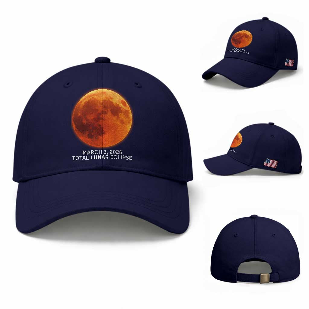 Blood Moon Total Lunar Eclipse March 3 2026 Baseball Cap Blood Moon Astronomy Souvenir Graphic TS02 Baseball Cap Universal Fit Dark Blue Print Your Wear