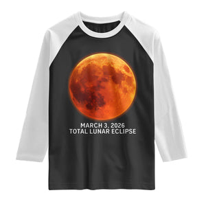 Blood Moon Total Lunar Eclipse March 3 2026 Raglan Shirt Blood Moon Astronomy Souvenir Graphic TS02 Black White Print Your Wear