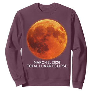 Blood Moon Total Lunar Eclipse March 3 2026 Sweatshirt Blood Moon Astronomy Souvenir Graphic TS02 Maroon Print Your Wear