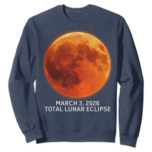 Blood Moon Total Lunar Eclipse March 3 2026 Sweatshirt Blood Moon Astronomy Souvenir Graphic TS02 Navy Print Your Wear