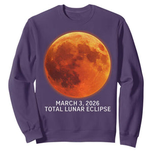 Blood Moon Total Lunar Eclipse March 3 2026 Sweatshirt Blood Moon Astronomy Souvenir Graphic TS02 Purple Print Your Wear