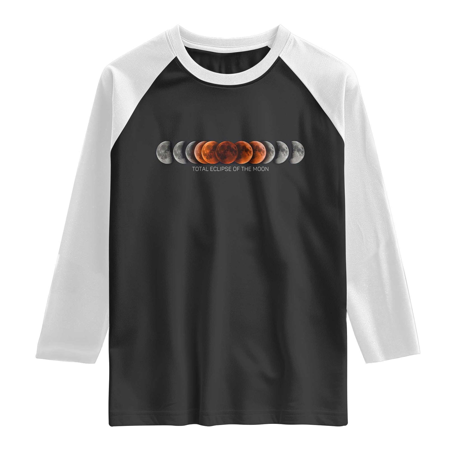Total Eclipse of the Moon Phases Raglan Shirt Blood Moon Space Astronomy Celestial Graphic TS02 Black White Print Your Wear