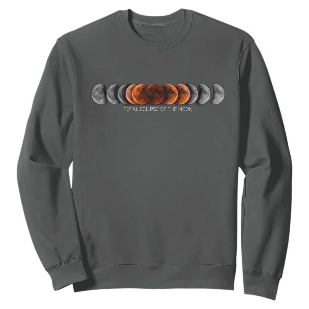 Total Eclipse of the Moon Phases Sweatshirt Blood Moon Space Astronomy Celestial Graphic TS02 Dark Heather Print Your Wear