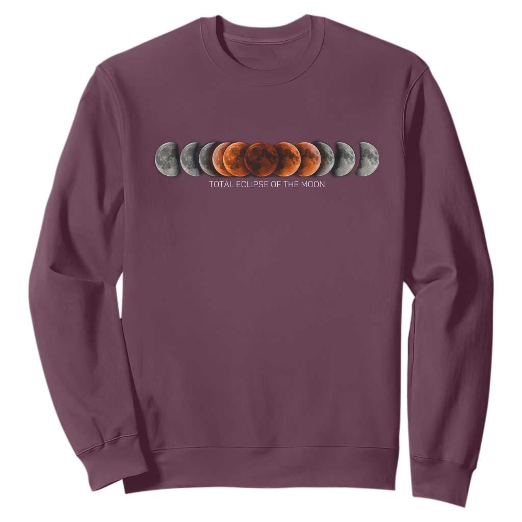 Total Eclipse of the Moon Phases Sweatshirt Blood Moon Space Astronomy Celestial Graphic TS02 Maroon Print Your Wear