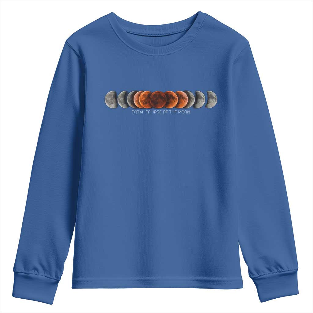 Total Eclipse of the Moon Phases Youth Sweatshirt Blood Moon Space Astronomy Celestial Graphic TS02 Royal Blue Print Your Wear