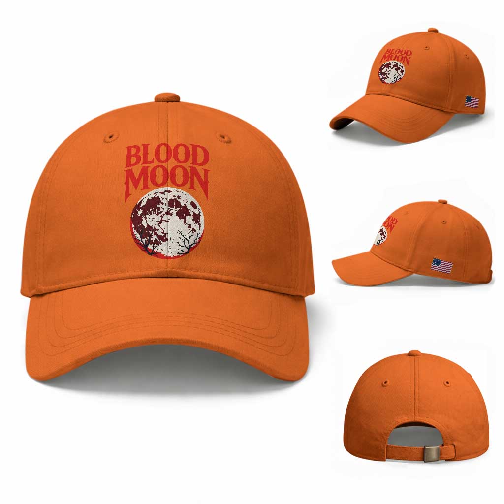 Retro Blood Moon Graphic Baseball Cap Mystic Celestial Gothic Astronomy Art TS02 Baseball Cap Universal Fit Orange Print Your Wear