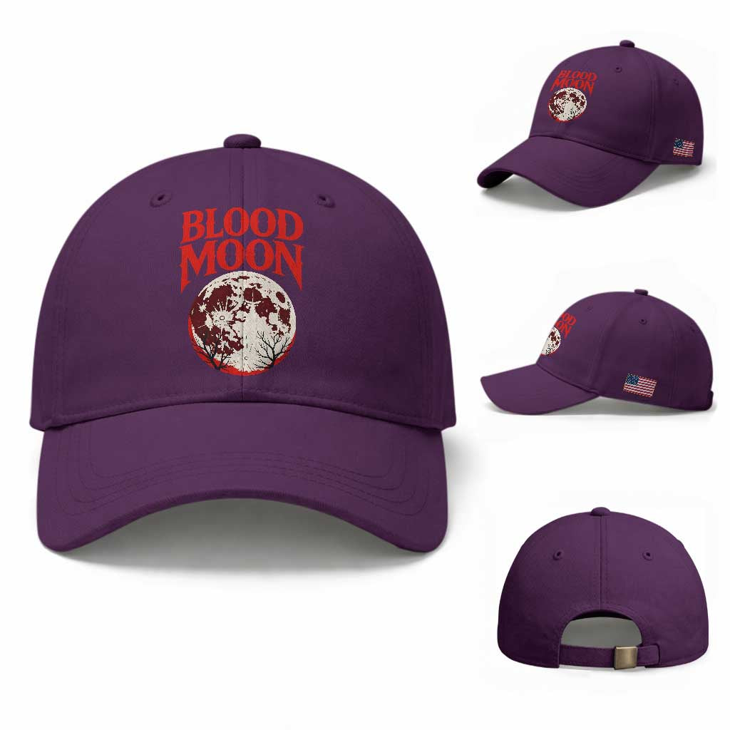 Retro Blood Moon Graphic Baseball Cap Mystic Celestial Gothic Astronomy Art TS02 Baseball Cap Universal Fit Purple Print Your Wear