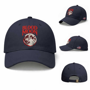 Retro Blood Moon Graphic Baseball Cap Mystic Celestial Gothic Astronomy Art TS02 Baseball Cap Universal Fit Navy Print Your Wear
