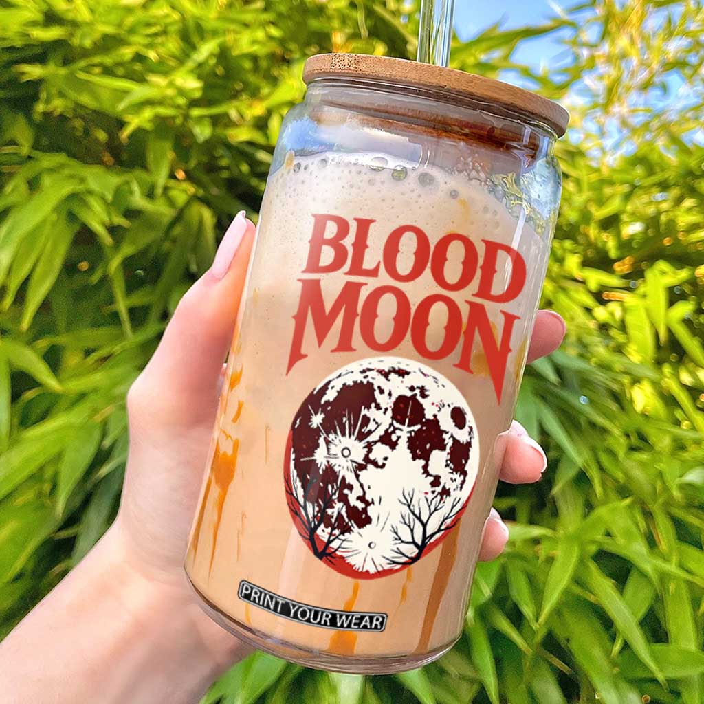 Retro Blood Moon Graphic Glass Can Mystic Celestial Gothic Astronomy Art TS02 Black Print Your Wear