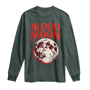 Retro Blood Moon Graphic Long Sleeve Shirt Mystic Celestial Gothic Astronomy Art TS02 Dark Forest Green Print Your Wear