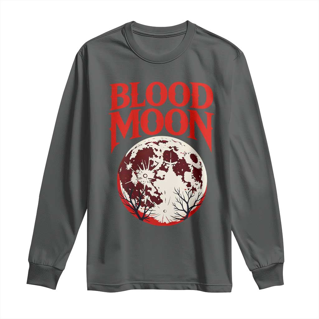 Retro Blood Moon Graphic Long Sleeve Shirt Mystic Celestial Gothic Astronomy Art TS02 Dark Heather Print Your Wear