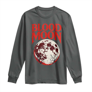 Retro Blood Moon Graphic Long Sleeve Shirt Mystic Celestial Gothic Astronomy Art TS02 Dark Heather Print Your Wear