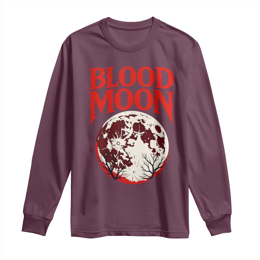 Retro Blood Moon Graphic Long Sleeve Shirt Mystic Celestial Gothic Astronomy Art TS02 Maroon Print Your Wear