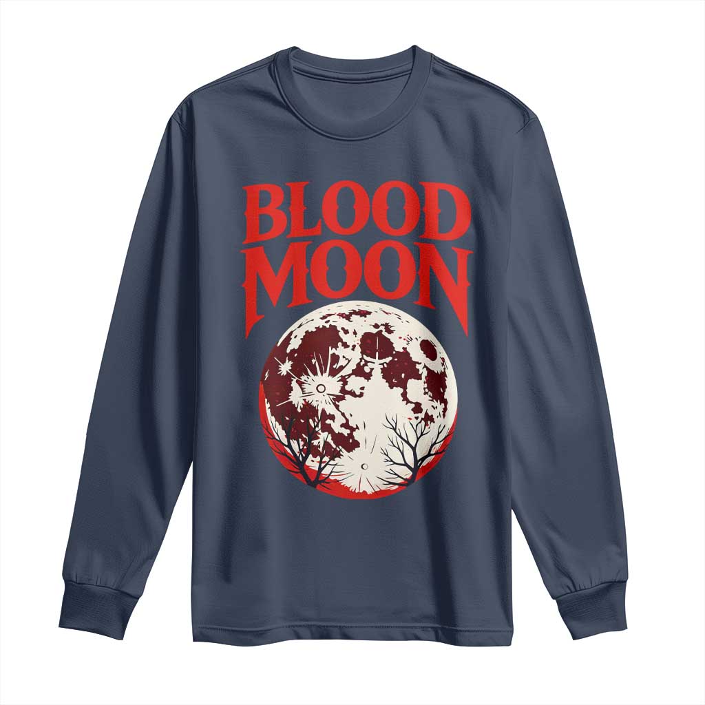 Retro Blood Moon Graphic Long Sleeve Shirt Mystic Celestial Gothic Astronomy Art TS02 Navy Print Your Wear