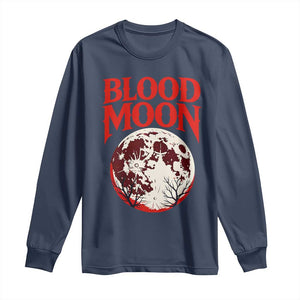 Retro Blood Moon Graphic Long Sleeve Shirt Mystic Celestial Gothic Astronomy Art TS02 Navy Print Your Wear