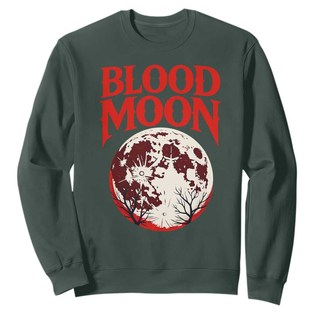 Retro Blood Moon Graphic Sweatshirt Mystic Celestial Gothic Astronomy Art TS02 Dark Forest Green Print Your Wear