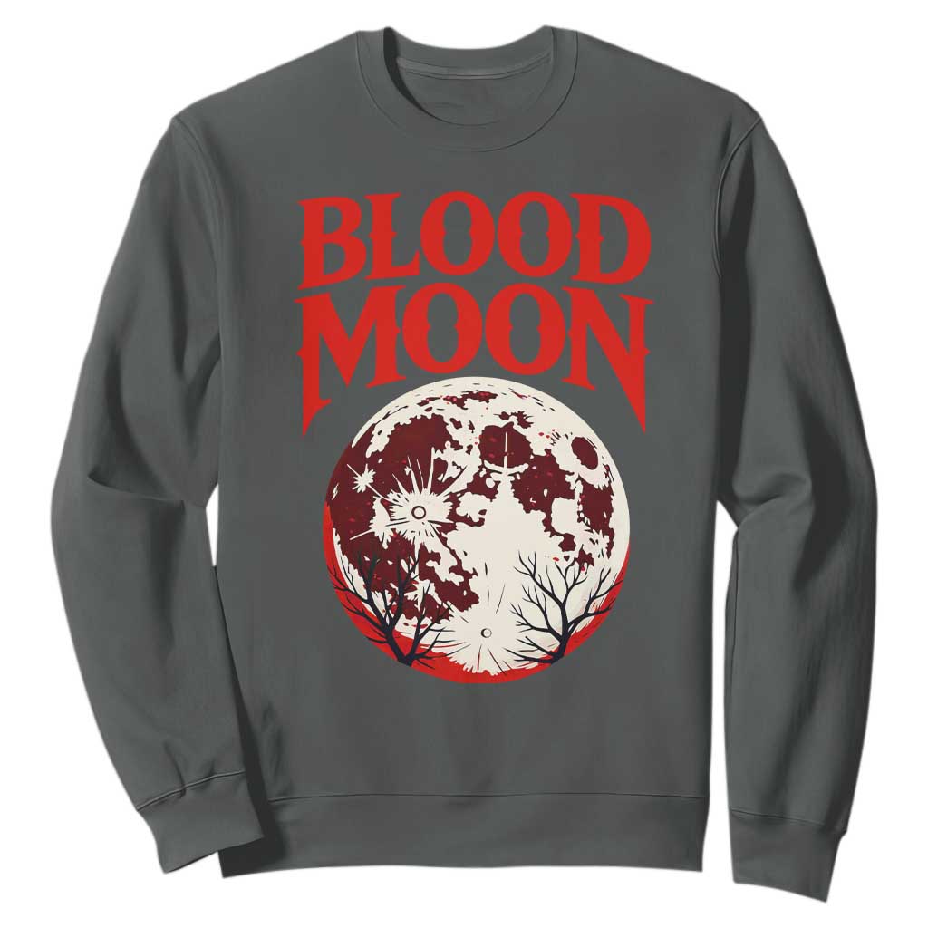 Retro Blood Moon Graphic Sweatshirt Mystic Celestial Gothic Astronomy Art TS02 Dark Heather Print Your Wear