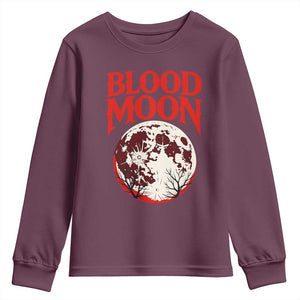 Retro Blood Moon Graphic Youth Sweatshirt Mystic Celestial Gothic Astronomy Art TS02 Maroon Print Your Wear