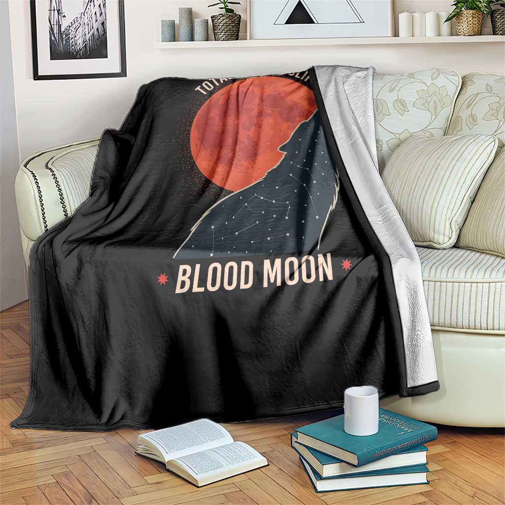 Total Lunar Eclipse March 3 2026 Throw Blanket Constellation Wolf Souvenir Graphic TS02 Print Your Wear