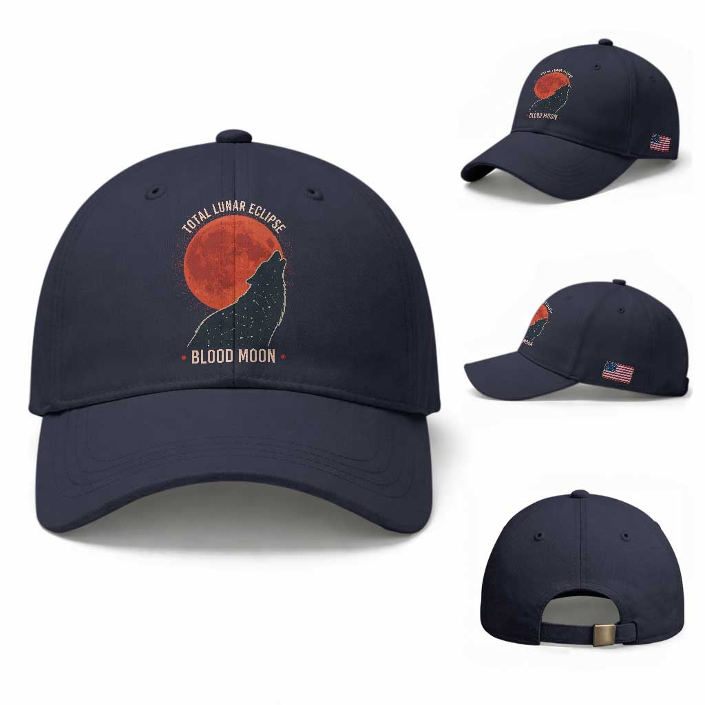 Total Lunar Eclipse March 3 2026 Baseball Cap Constellation Wolf Souvenir Graphic TS02 Baseball Cap Universal Fit Navy Print Your Wear
