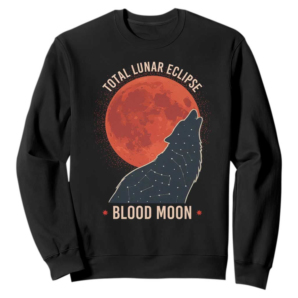Total Lunar Eclipse March 3 2026 Sweatshirt Constellation Wolf Souvenir Graphic TS02 Black Print Your Wear