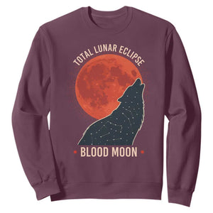 Total Lunar Eclipse March 3 2026 Sweatshirt Constellation Wolf Souvenir Graphic TS02 Maroon Print Your Wear