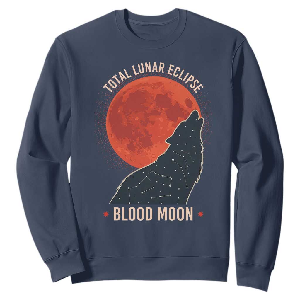 Total Lunar Eclipse March 3 2026 Sweatshirt Constellation Wolf Souvenir Graphic TS02 Navy Print Your Wear