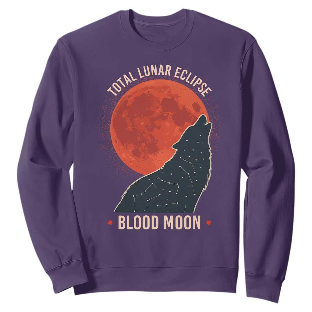 Total Lunar Eclipse March 3 2026 Sweatshirt Constellation Wolf Souvenir Graphic TS02 Purple Print Your Wear