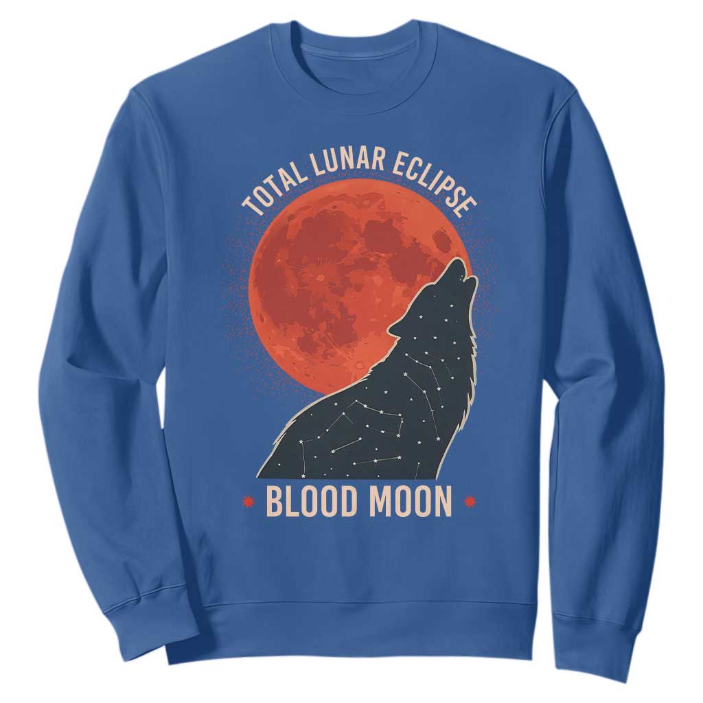 Total Lunar Eclipse March 3 2026 Sweatshirt Constellation Wolf Souvenir Graphic TS02 Royal Blue Print Your Wear