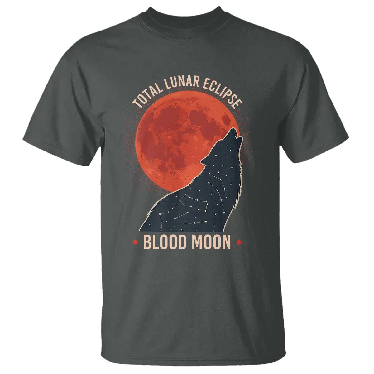 Total Lunar Eclipse March 3 2026 T Shirt Constellation Wolf Souvenir Graphic TS02 Dark Heather Print Your Wear