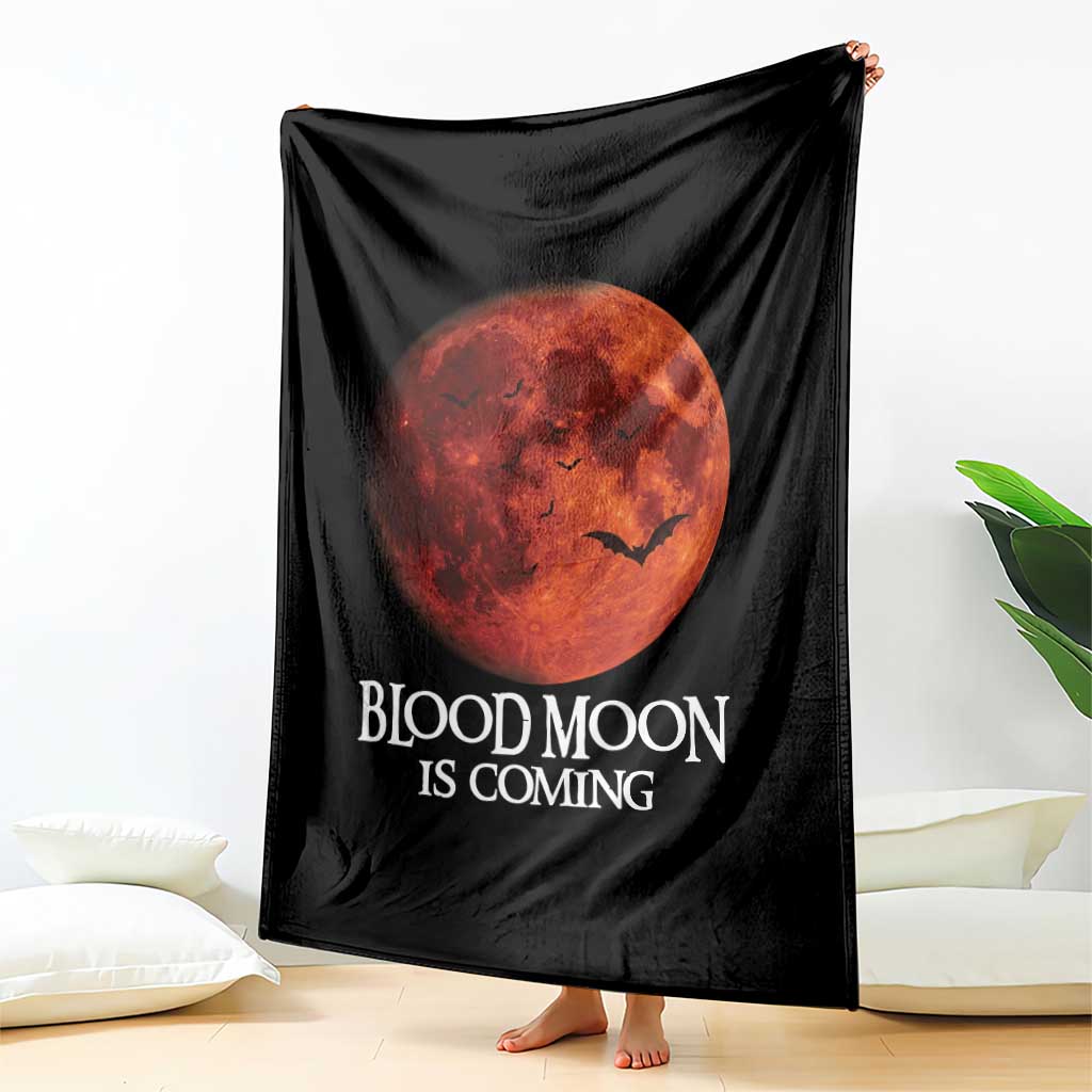 Blood Moon Is Coming Spooky Halloween Throw Blanket Flying Bats Gothic Dark Horror Graphic TS02 Print Your Wear