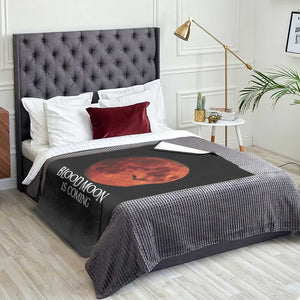 Blood Moon Is Coming Spooky Halloween Throw Blanket Flying Bats Gothic Dark Horror Graphic TS02 Print Your Wear