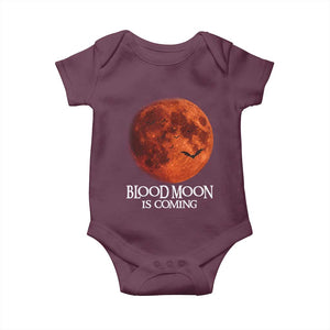 Blood Moon Is Coming Spooky Halloween Baby Onesie Flying Bats Gothic Dark Horror Graphic TS02 Maroon Print Your Wear