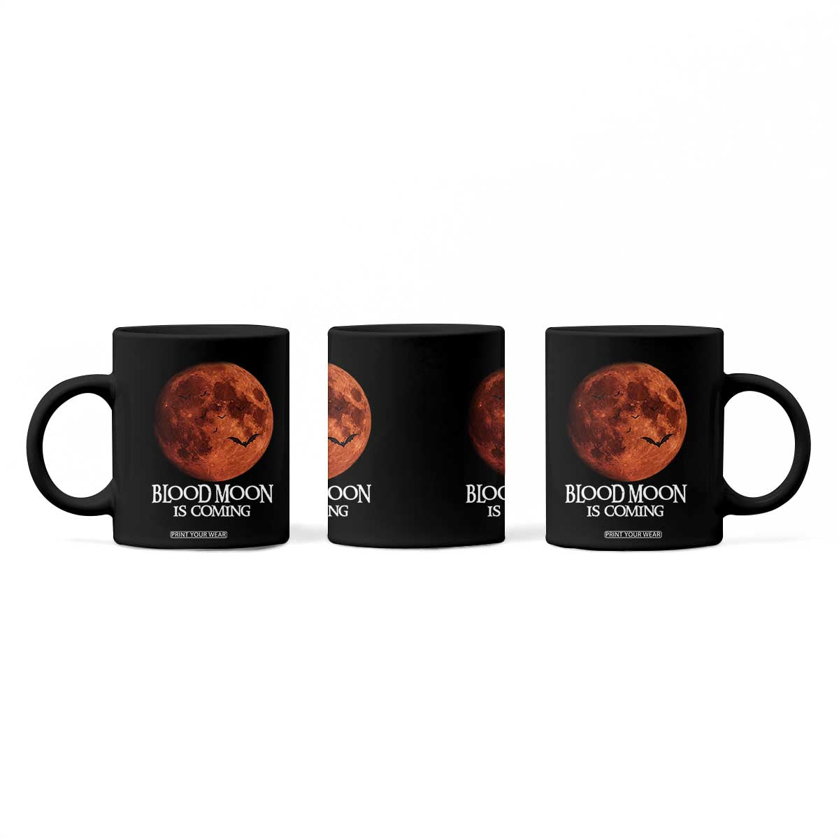 Blood Moon Is Coming Spooky Halloween Coffee Mug Flying Bats Gothic Dark Horror Graphic TS02 Print Your Wear