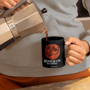 Blood Moon Is Coming Spooky Halloween Coffee Mug Flying Bats Gothic Dark Horror Graphic TS02 Print Your Wear