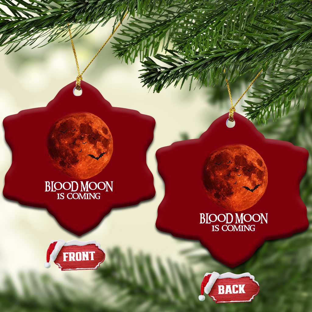 Blood Moon Is Coming Spooky Halloween Ceramic Ornament Flying Bats Gothic Dark Horror Graphic TS02 Print Your Wear