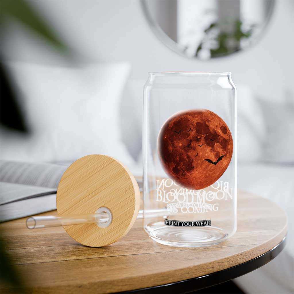 Blood Moon Is Coming Spooky Halloween Glass Can Flying Bats Gothic Dark Horror Graphic TS02 Print Your Wear