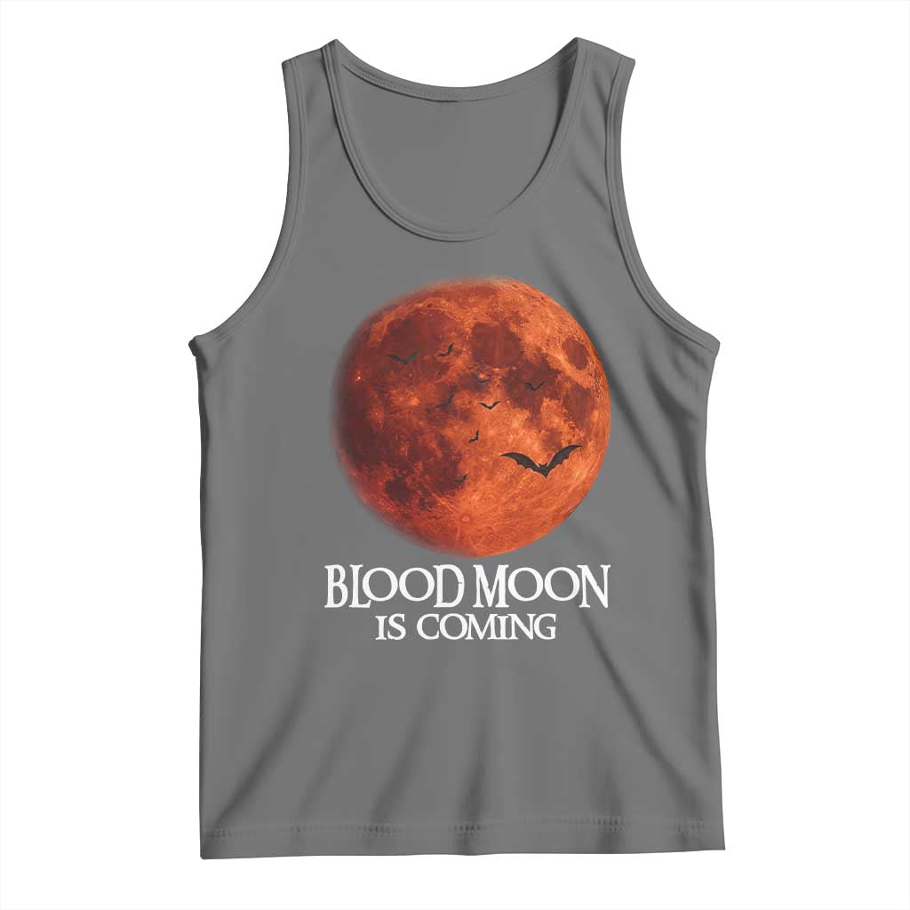 Blood Moon Is Coming Spooky Halloween Tank Top Flying Bats Gothic Dark Horror Graphic TS02 Black Heather Print Your Wear