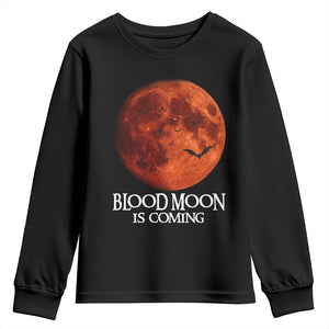 Blood Moon Is Coming Spooky Halloween Youth Sweatshirt Flying Bats Gothic Dark Horror Graphic TS02 Black Print Your Wear