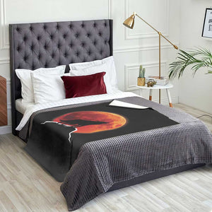 Howling Wolf Crimson Blood Moon Throw Blanket Mountain Wildlife Nature Graphic TS02 Print Your Wear