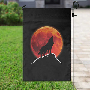 Howling Wolf Crimson Blood Moon Garden Flag Mountain Wildlife Nature Graphic TS02 Print Your Wear