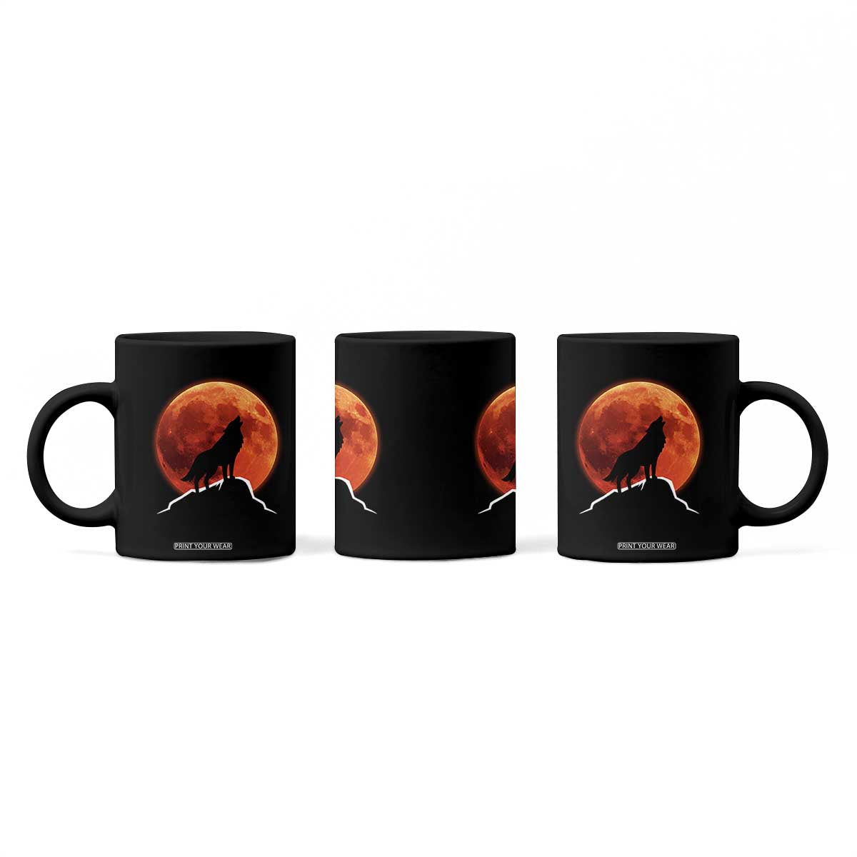 Howling Wolf Crimson Blood Moon Coffee Mug Mountain Wildlife Nature Graphic TS02 Print Your Wear