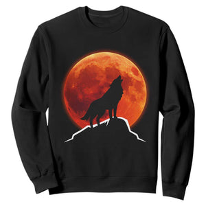 Howling Wolf Crimson Blood Moon Sweatshirt Mountain Wildlife Nature Graphic TS02 Black Print Your Wear