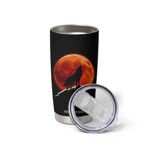 Howling Wolf Crimson Blood Moon Tumbler Cup Mountain Wildlife Nature Graphic TS02 Print Your Wear