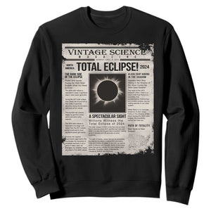 Retro Vintage Science Magazine Total Solar Eclipse 2024 Sweatshirt Historic Totality Astronomy Geek Memorabilia TS02 Black Print Your Wear