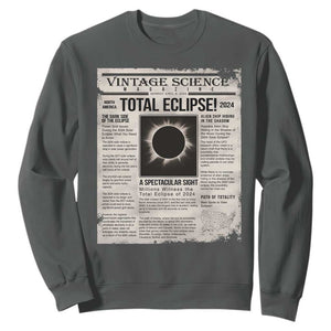 Retro Vintage Science Magazine Total Solar Eclipse 2024 Sweatshirt Historic Totality Astronomy Geek Memorabilia TS02 Dark Heather Print Your Wear