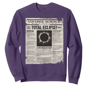 Retro Vintage Science Magazine Total Solar Eclipse 2024 Sweatshirt Historic Totality Astronomy Geek Memorabilia TS02 Purple Print Your Wear
